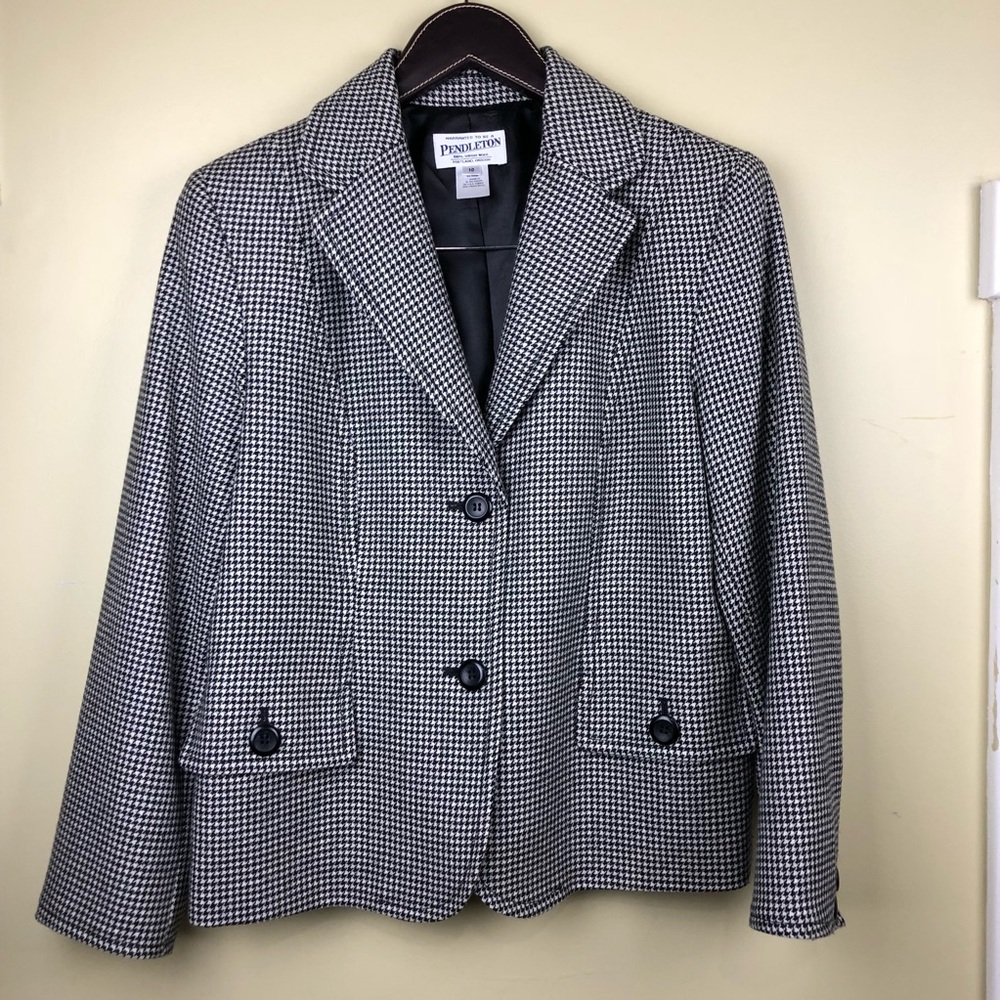 Pendleton Houndstooth Wool Blazer